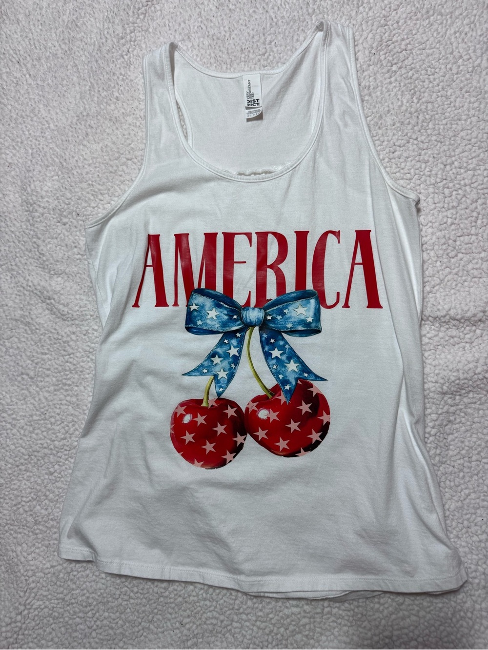 America Cherry Bow Patriotic Tank Top Size M 4th of July